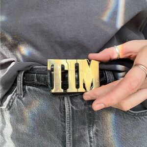 Vintage Solid Brass TIM Letter Belt Buckle Countrycore - Timothy Timmy